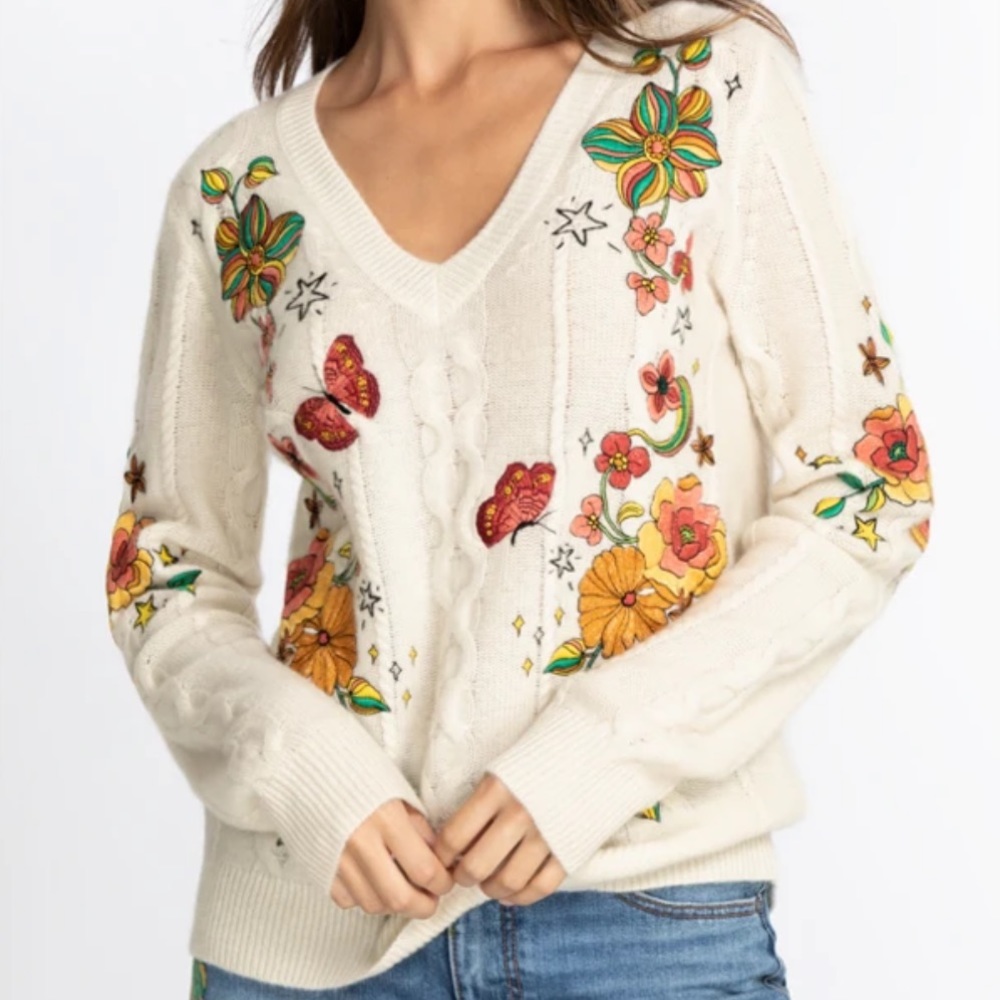 JOHNNY WAS NWOT Wonder Years Embroidered Sweater